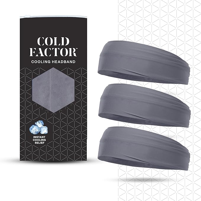 COLD FACTOR Cooling Headband for Women and Men – UPF 50+ Advanced Evaporative Comfort, Instant Cooling Sweatband for Outdoor Sports, Fitness, Yoga, Hiking, Running, and Workout