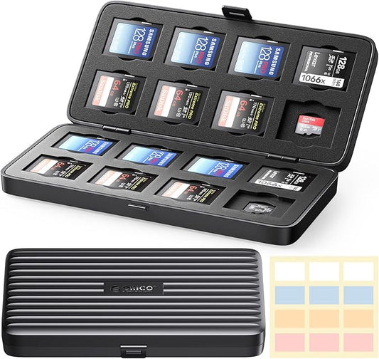 ORICO 32 Slots Memory Card Case, Waterproof & Anti-Shock Portable SD/TF Cards Holder for 16 SDXC SDHC + 16 TF Cards Slots Storage Case Camera Accessories for Photography MSCD-2 Black