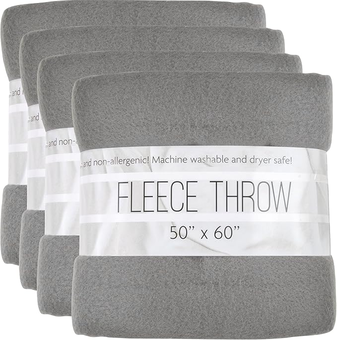 Trail maker (24 Pack) Wholesale Bulk Fleece 50x60 Throw Blankets for Wedding Favors, Homeless Women, Men in Assorted Colors, 160 GSM