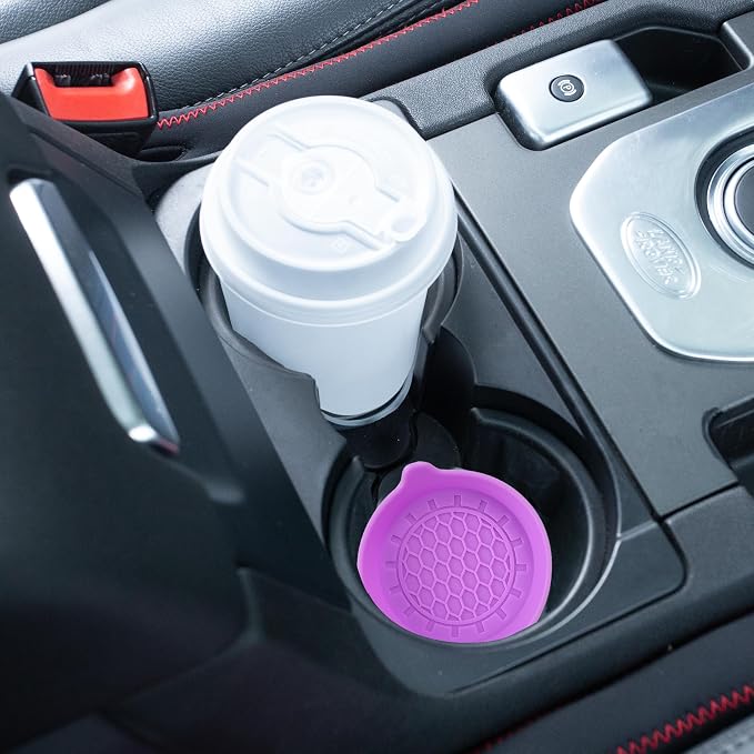 Amooca Automotive Cup Holders Universal Car Cup Coaster Waterproof Non-Slip Sift-Proof Spill Holder Car Interior Accessories 2 Pack Purple