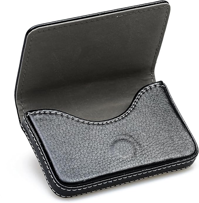 RFID Blocking Wallet - Minimalist Leather Business Credit Card Holder - Black