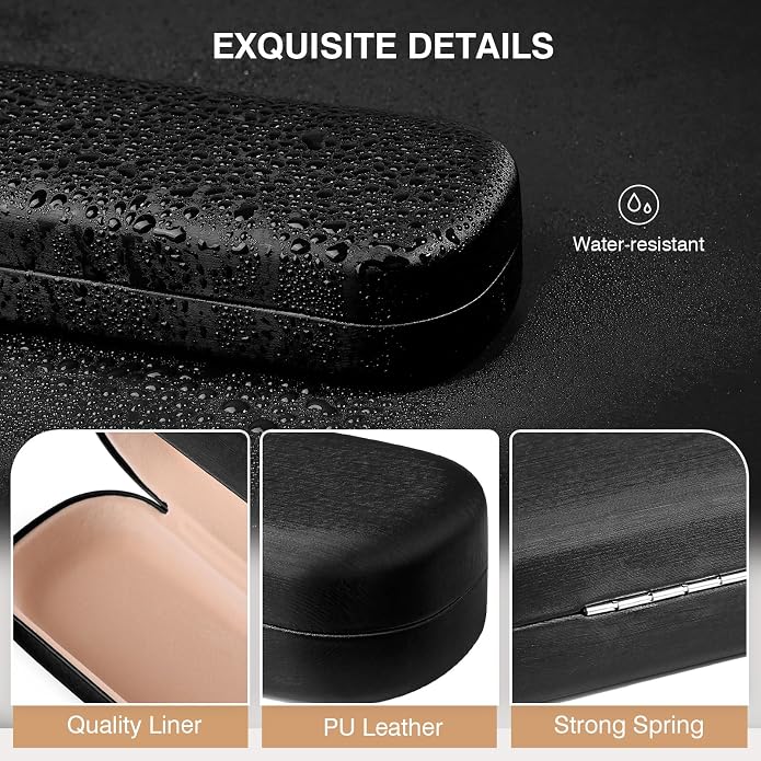 Marvolia Glasses Case Large Hard Shell Eyeglasses Case PU Leather Protective Case for Sunglasses Eyeglasses