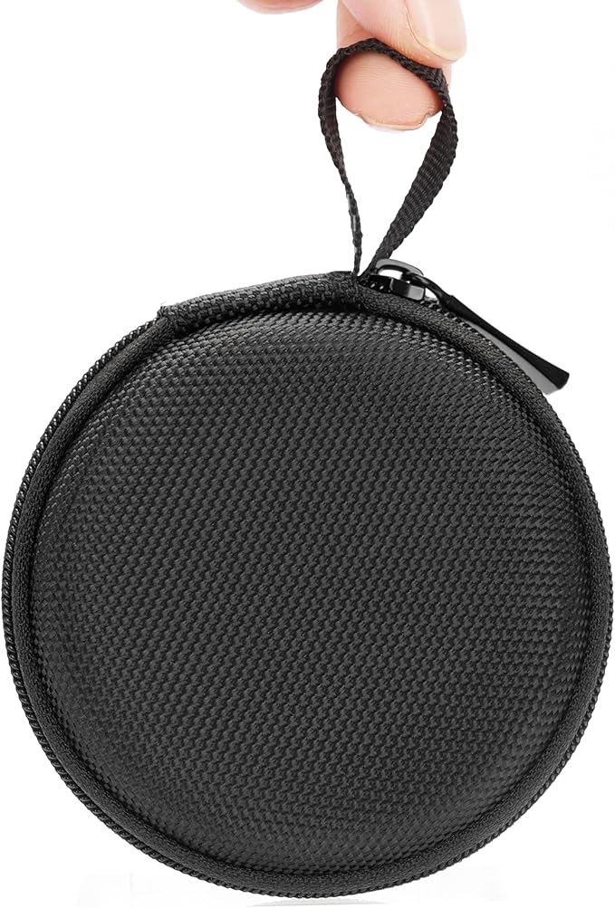 Ginsco Mini-Portable Hard Shell Earbuds Case for Apple EarPods Headphones USB-C Wired Ear Buds/Samsung Galaxy Wired Earbuds, Travel Case for Earphones Earplugs (1, Black-Double Strand)