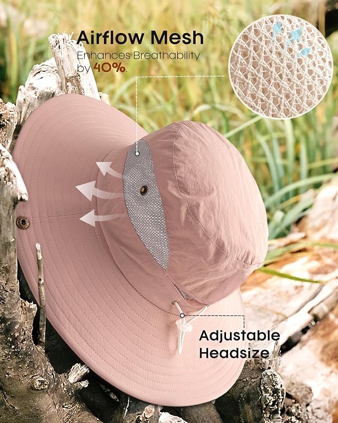 FURTALK Womens Sun Hat with Ponytail Hole Beach Hiking Summer Wide Brim UPF 80+ Outdoor Protection Foldable Bucket Hat