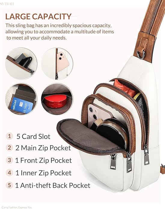 SYTRAH Anti Theft Sling Bag for Women, RFID Crossbody Purses Convertible Sling Backpack, Cross Body Purse Chest Bag