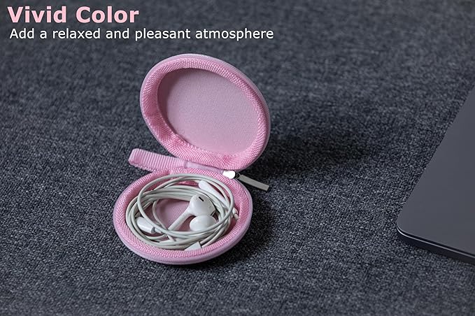 Ginsco Mini-Portable Hard Shell Earbuds Case for Apple EarPods Headphones USB-C Wired Ear Buds/Samsung Galaxy Wired Earbuds, Travel Case for Earphones Earplugs (2, Pink)