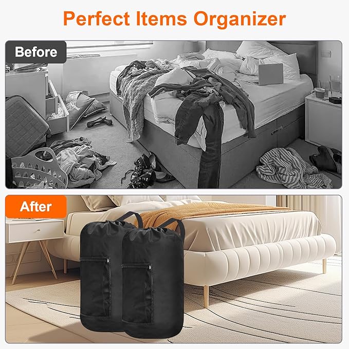 Laundry Bag Backpack Durable Laundry Bag with Shoulder Straps and Mesh Pockets Portable Laundry Hamper Dirty Clothes Bag for College, Travel, Laundromat, Apartment (Black)