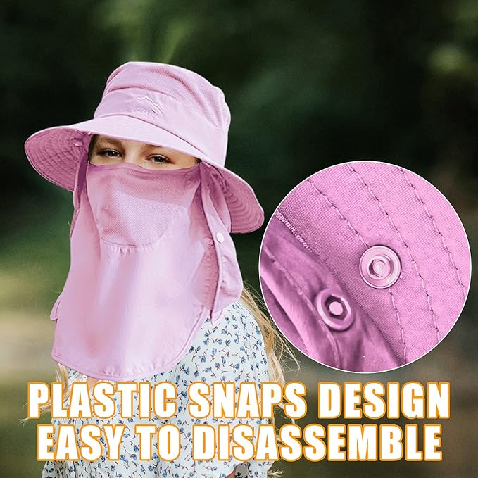 Fishing Hat for Men & Women, Outdoor UV Sun Protection Wide Brim Hat with Face Cover & Neck Flap
