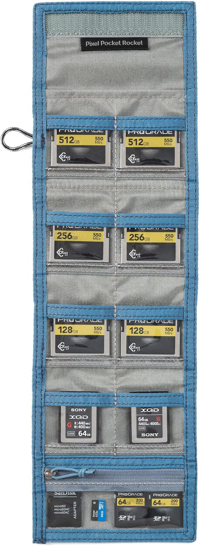 Think Tank Pixel Pocket Rocket Memory Card Folding Wallet for 10 CFast or CF Express Type B Memory Cards (Marine Blue)