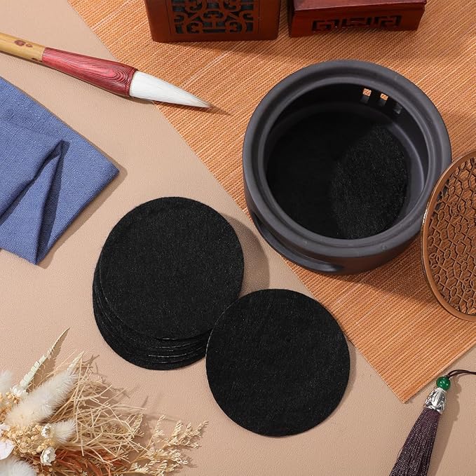 Zerodeko Fireproof Insulation Mat 3.34 Inch Round Heat-Resistant Cotton Pads for Incense Burner Cone Holder Ash Catcher 8-Pack