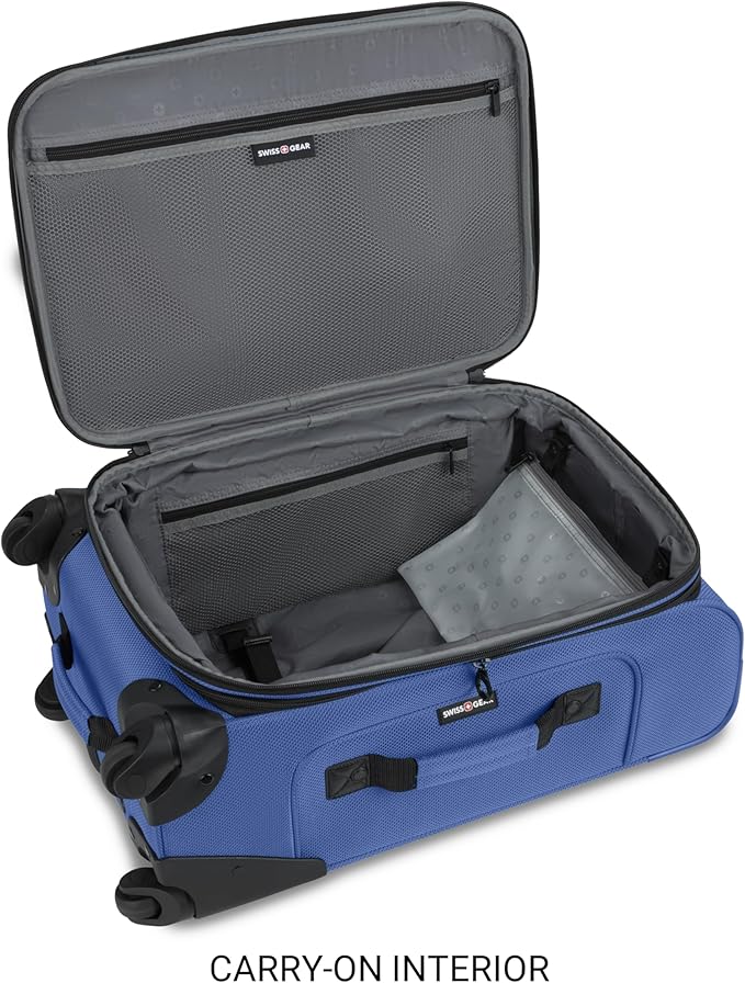 SWISSGEAR Sion Softside Expandable Spinner Luggage Durable Lightweight Travel Suitcase, Regatta, 2-Piece Set (Carry-On/Large)