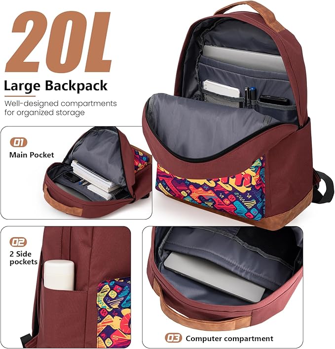Cosbarn Carry On Luggage 22x14x9 Airline Approved, Hardside 20 Inch Carry on Suitcases with Wheels, Hard Shell ABS Lightweight Carry on Luggage Set, Travel Suitcase Set with TSA Lock, Burgundy