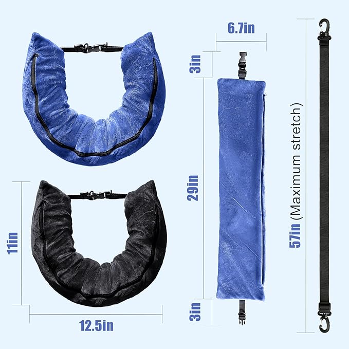 2Pack Stuffable Travel Pillow for Extra Luggage, Velvet Travel Neck Pillow with Adjustable Neck Size, Fits About 6 T-Shirts Travel Essentials Multifunctional Sleeping Rest Cushion(Blue)