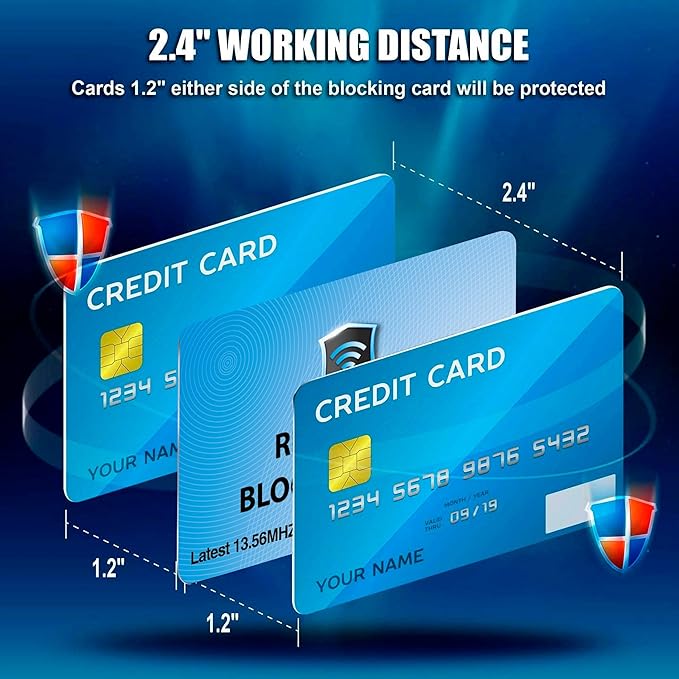 SaiTech IT 10 Pack RFID Blocking Cards Protect Your Entire Wallet, Purse, and Cards from NFC Contactless Theft Wallet for Men & Women - Sky Blue