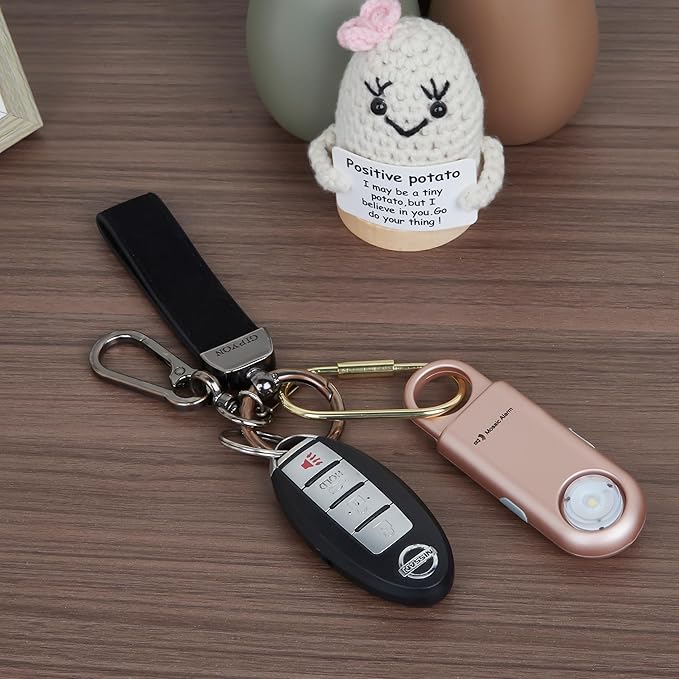 Rechargeable 135 dB Personal Alarm for Women 2-in-1 Flashlight Ultra-Bright Strobe Light. Students Kids Safety SOS Keychain Siren. Loud Emergency Hiking Bear Alerts Long Battery Life. Rose Gold