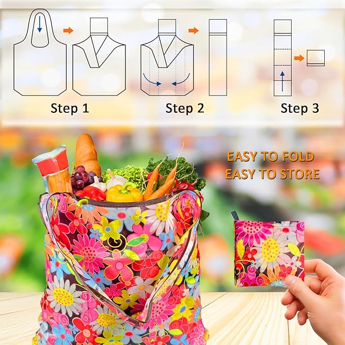 Aesthetic Printed Tote Bags, Lightweight Foldable Reusable Carry Bags, Stylish Personalized Storage Handbags for Travel, Camping, Supermarket & Daily Outdoor Use | foldable & portable