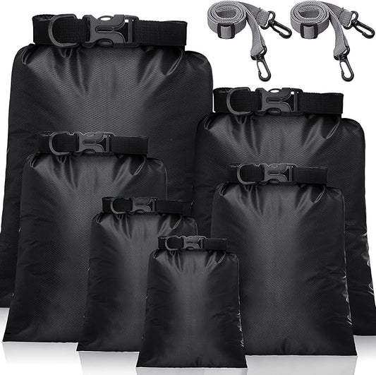 Shappy 6/12 Pcs Waterproof Dry Bags, Lightweight Outdoor Waterproof Dry Stuff Sacks 15/8/5/4/3/2 L and Long Adjustable Shoulder Strap for Kayaking Rafting Boating Hiking Camping