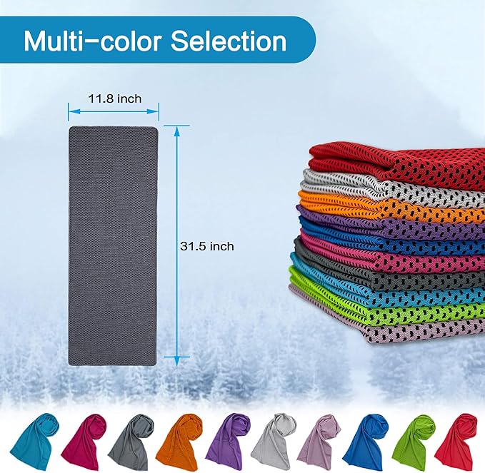 20 Packs Cooling Towels, Microfiber Ice Towel Bulk, Cooling Towels for Neck and Face, Soft Breathable Sweat Towel for Sports, Yoga, Golf, Gym, Travel, Camping, Workout & More Activities