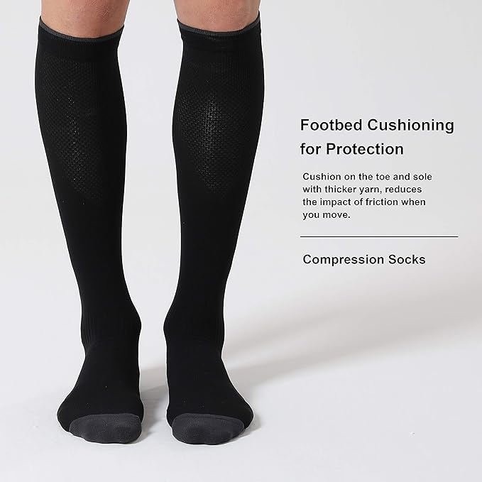 CS CELERSPORT 3 Pairs Compression Socks for Men and Women 20-30 mmHg Running Support Socks