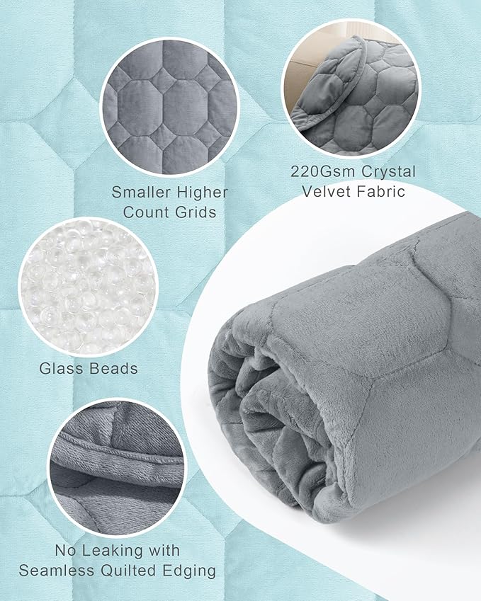 Cottonblue Weighted Lap Blanket 5lbs, Cozy Luxury Crystal Velvet Weighted Blanket for Adults, Small Weighted Blanket for Relaxation, Sleeping, Travel, Grey, 24" x 29"