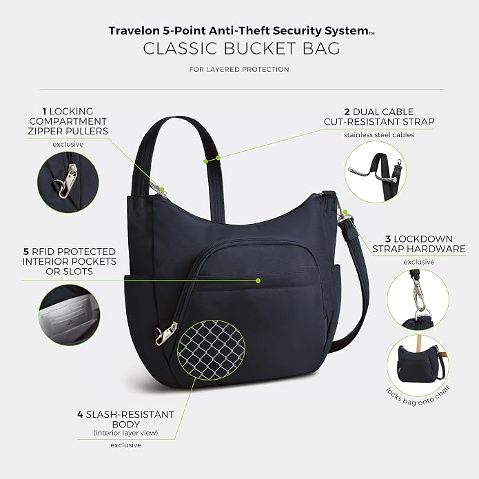 Travelon Anti-theft Classic Crossbody Bucket Bag | Anti-theft