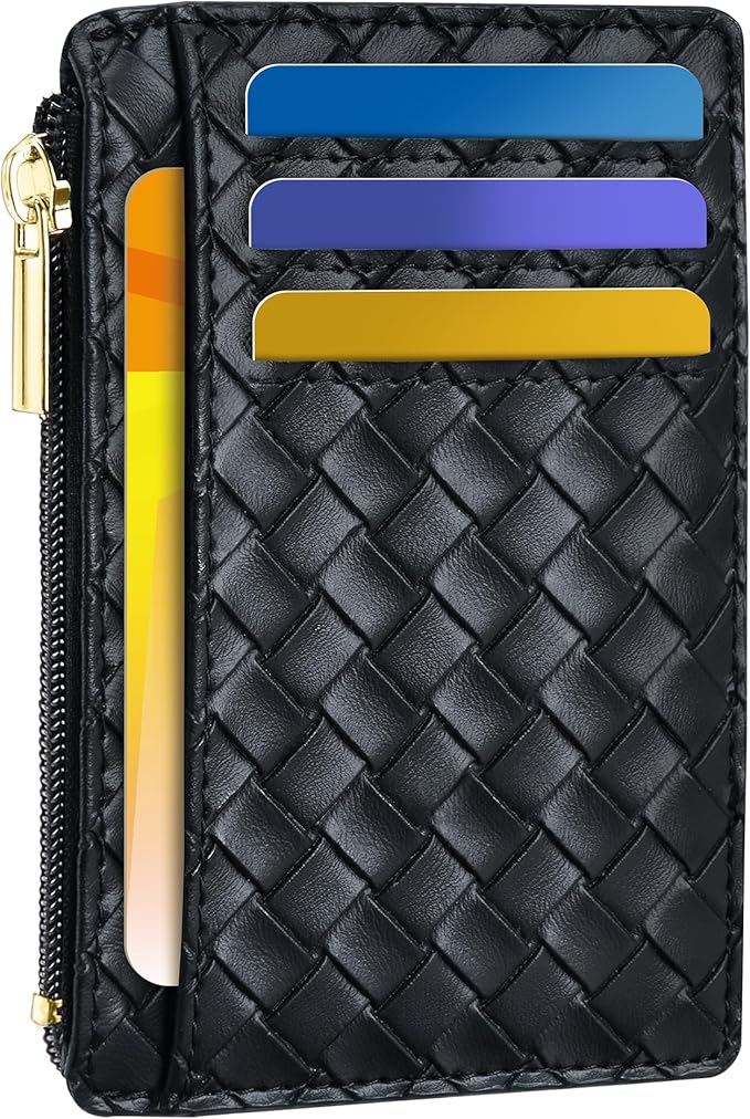 Tipmile Business Credit Card Holder for Men, Slim RFID Blocking Wallet, Small Minimalist Pocket Wallet, Mens Gift, Woven Black