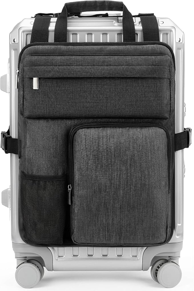 BS-VOG Over Luggage Organizer for Carry On Bag with Cup Holder, Travel Organizer for Suitcase, Adjustable Straps Suitcase Bag, Carry On Storage for Laptop, Fits 20-28 Inch Luggage