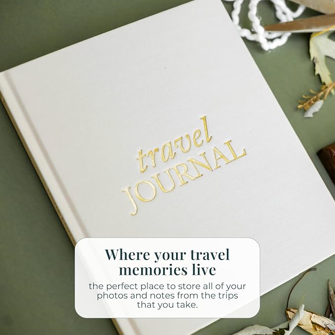 DUNCAN & STONE PAPER CO. Travel Journals - Elegant Journaling Notebook To Record All Your Travel Adventures Up To 15 Trips (Sand,110 Page)