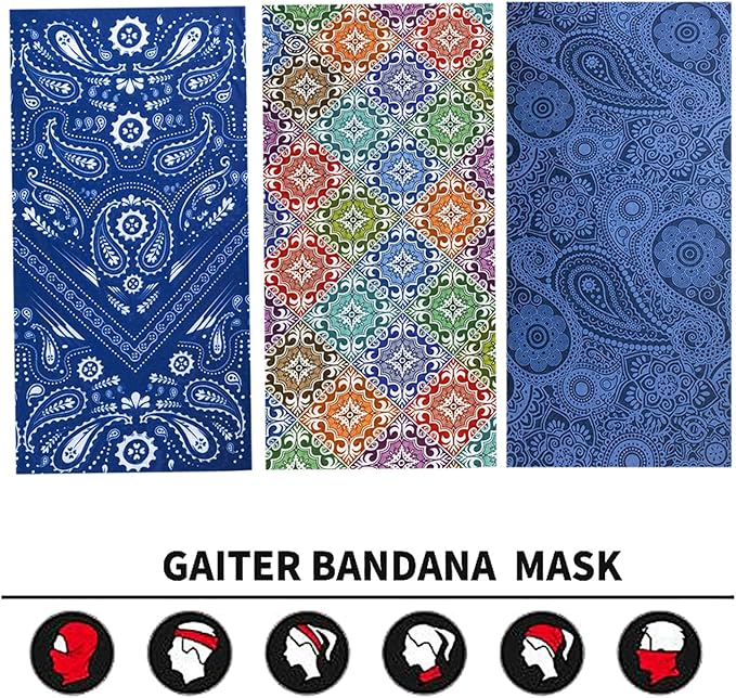 Neck Gaiter Face Cover Bandana Mask Scarf, Breathable Sun& Dust-proof for Cycling Running Fishing Hiking