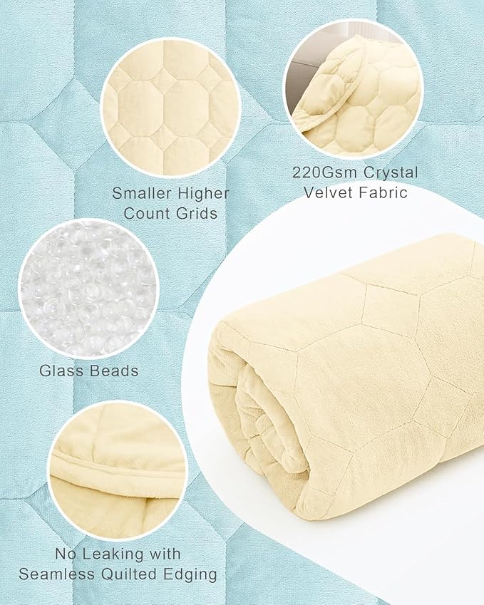 Cottonblue Weighted Lap Blanket Pad 5 lbs 29" x 33", Cozy Luxury Crystal Velvet Weighted Blanket for Adults Teens, Small Weighted Blanket Throw All Season for Travel Relaxation Sleeping, Beige