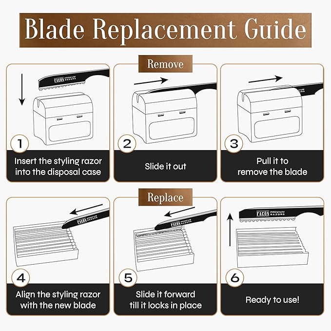 Facón Hair Razors for Cutting Hair - Professional Styling Razor Kit with 11 Replacement Blades, Stainless Steel Hairs Cutting Tool for Salon & Home, Premium Cutting Thinning Texturizing Faether Razor