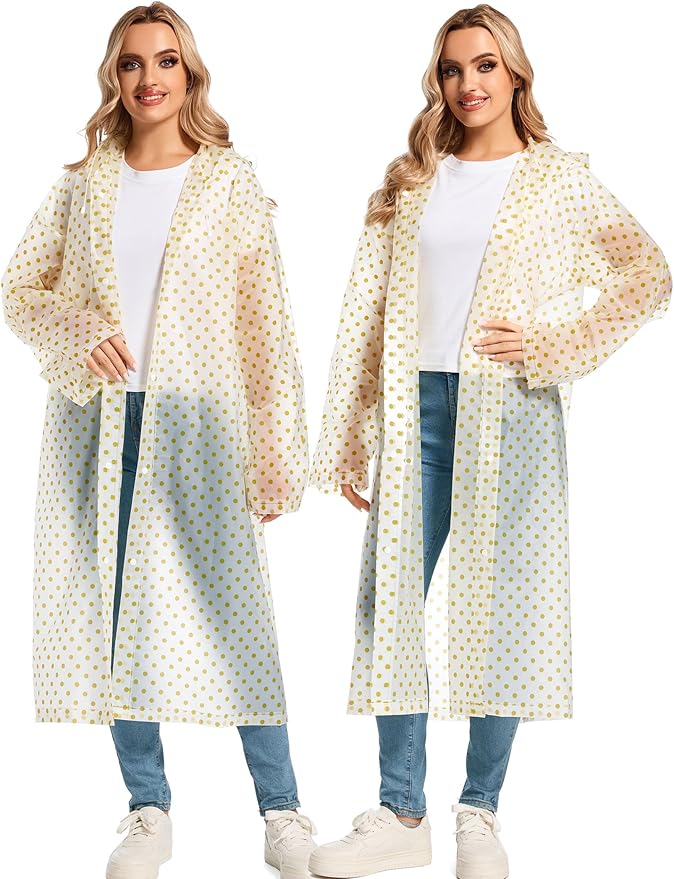 2PCS Rain Ponchos for Adults Reusable Rain Coats for Adults Rain Jackets Raincoats for Men Women
