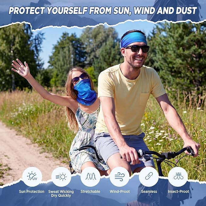 Cuffbow 12 Pack Neck Gaiters Face Mask Balaclava for Men Women Cooling Neck Gaiter Summer UV Protection Scarf