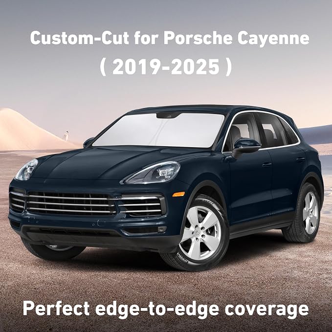 EcoNour Windshield Sunshade Compatible for Porsche Cayenne 2019-2023 2024 2025, Sun Visor for Front Windshield & Window Sun Shade Cover, UV Heat Blocker & Protector, Car Accessories