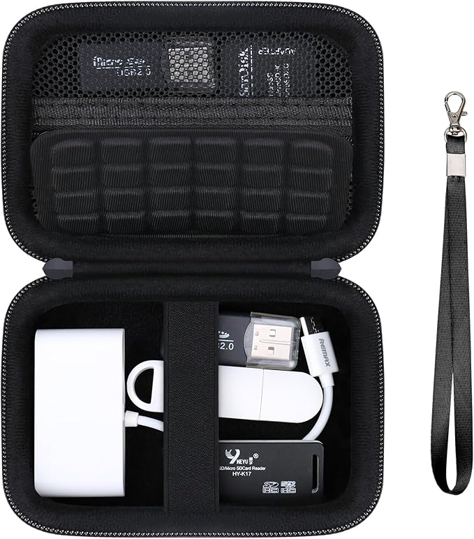 Computer Memory Card Readers Organizer Case Compatible with SD Card Reader, USB C SD Card Reader, TF Card, Micro SD Card, Portable Memory Card Accessories Storage Bag Travel Case, Black