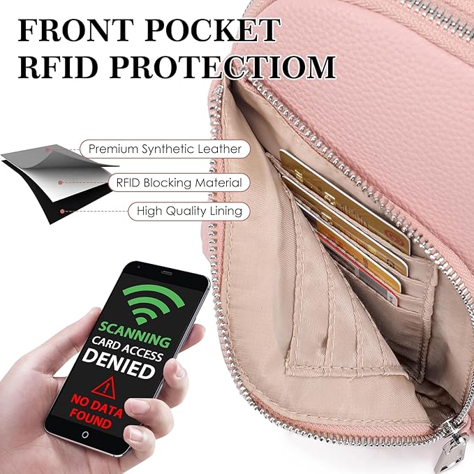 INICAT RFID Blocking Sling Bag, Anti Theft Crossbody Bag for Women Compact Travel Purses Leather