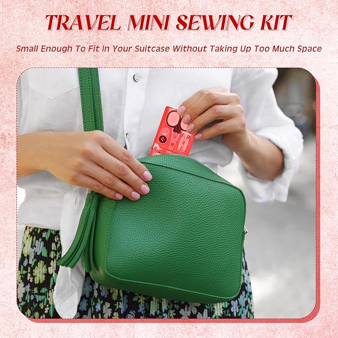 Knitgrip 25 Boxes Mini Travel Sewing Kit Quick Fix Sewing Kits Bulk Basic Portable Pre Threaded Needle Emergency Repair Tool for Adults DIY Handcraft Wedding Gifts Beginner Traveler Home Hotel (Red)