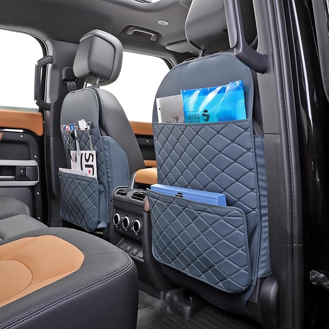 TAIKOO Seat Back Protector w/Dual Pockets,Guards Seats from Kicks & Scuffs | Keeps seat backs looking new for a long time. Easy to install and clean. 2-piece set, size: 30in × 18in × 0.2in