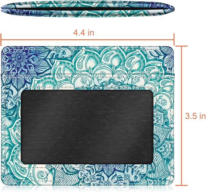 FINTIE Slim Minimalist Front Pocket Wallet, RFID Blocking Credit Card Holder Card Cases with ID Window for Men Women, emerald Illusions