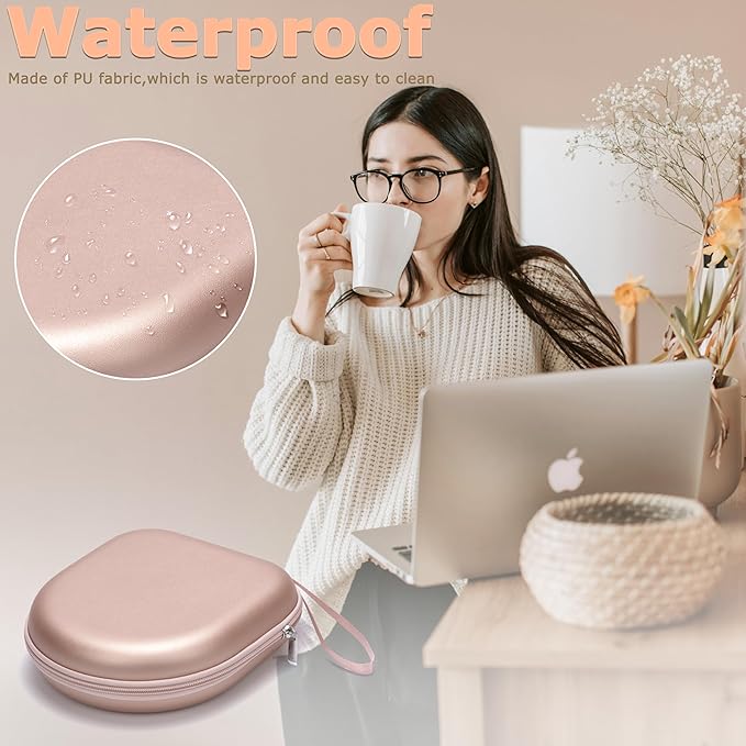 Ginsco Universal Headphone Case Compatible with JBL Tune 510BT 720BT, Sony WH-CH 720N/WH-CH520, with Bose/Sony/JBL/Soundcore Life Q20i Q30/BERIBES/TOZO/KVIDIO Waterproof Travel Carrying Case Rose Gold