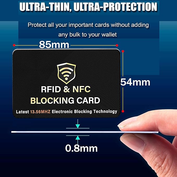 SaiTech IT 4 Pack RFID Blocking Card, One Card Protects Entire Wallet Purse, NFC Contactless Bank Debit Credit Card Protector ID ATM Guard Card Blocker - (Black)