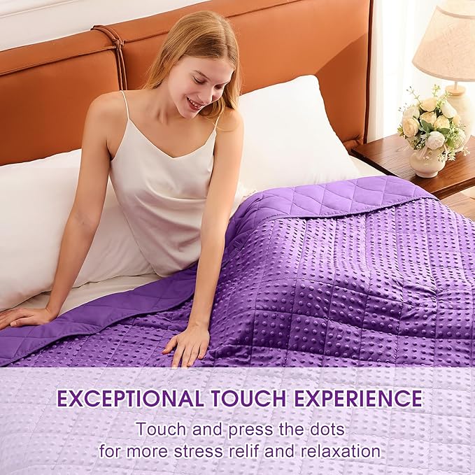 Purple Weighted Blanket for Adults 12lbs, 48"x72", Twin Full Size Cooling Minky Heavy Throw Blanket for 110-130lbs, Soft Winter Thick Big Blankets Weighted Comforter Gifts for Sleeping