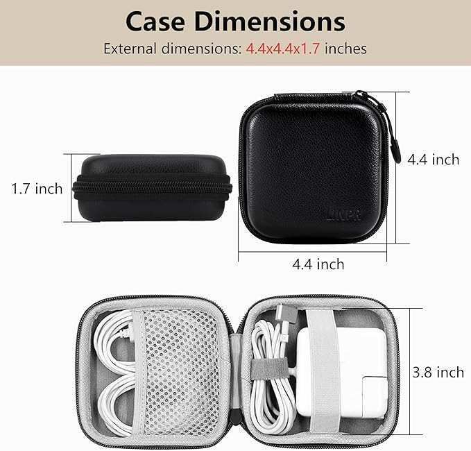 Charger Case for Macbook, Portable Tech Electronic Organizer Bag, Small Travel Storage Pouch for Laptop Accessories, MacBook Power Adapter, Charging Cords, USB Drives, Power Bank (Black, M)