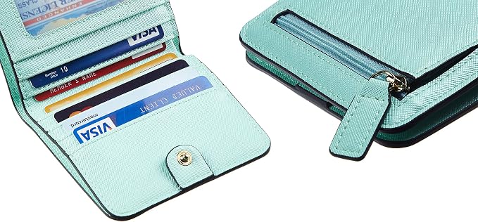 Toughergun Women’s Small Slim Leather Wallet with RFID Protection, Compact Bifold Mini Purse with Clear ID Window