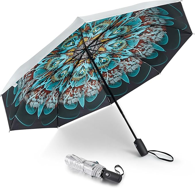 G4Free UPF 50+ UV Protection Large Travel Umbrella 42/46 Inch Auto Open Close Windproof Sun Blocking Umbrella