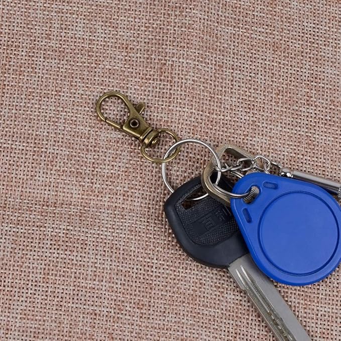 HXSEMAYIG 100PCS Keychain Hooks with Key Rings,.Metal Swivel Lobster Claw Clasps, for Keychain Clip Lanyard, Jewelry Making, Crafts (Green Bronze)