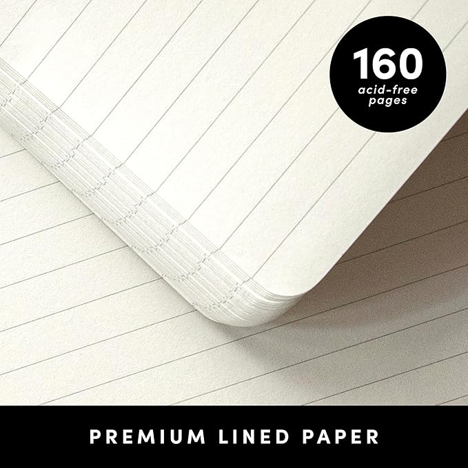 PAPERAGE Lined Journal Notebook, Hardcover Journal for Women & Men, 160 Pages, (5.6 in x 8 in), College Ruled Journaling Notebook for Work, School Supplies & Note Taking, (Dark Green)
