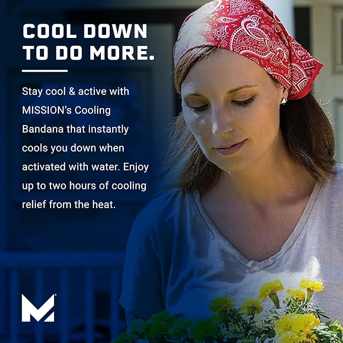 MISSION Cooling Bandana - Lightweight & Breathable - Cools Up to 2 Hours - UPF 50 Sun Protection - Machine Washable