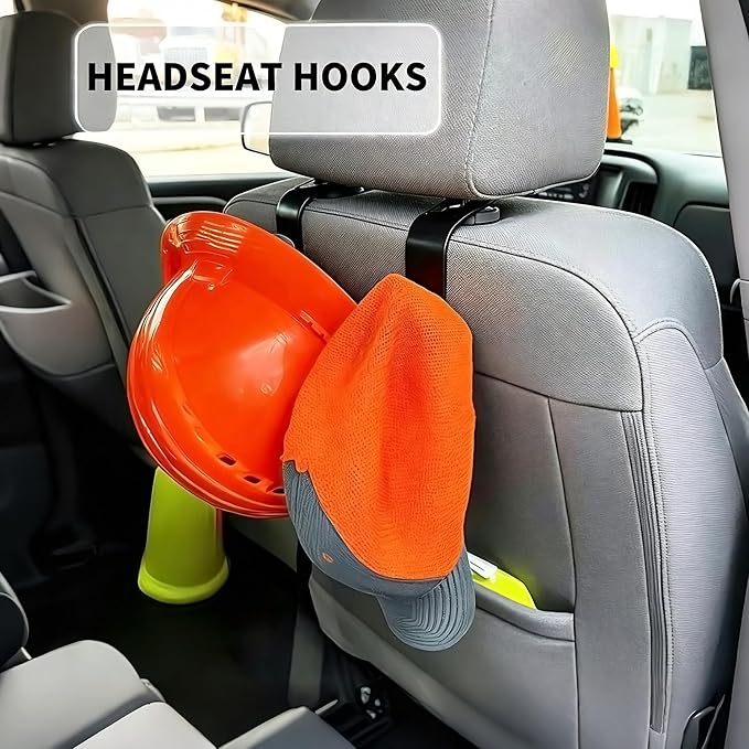 EldHus Car Seat Hooks 4 Pack, Headrest Hooks for Purses Groceries Bags with Metal Lock, Car Purse Holder Seat Back Storage Hooks