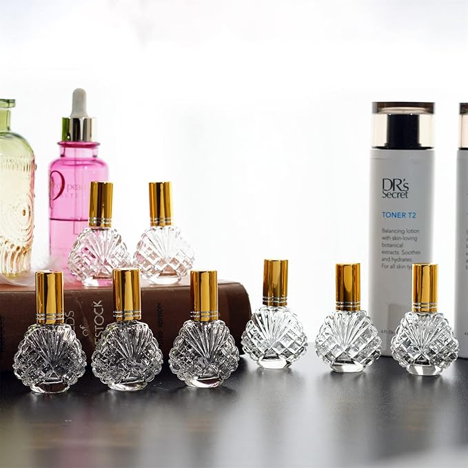 YU FENG 12pcs 15ml Glass Bottle Perfume Atomizer Refillable Spray Empty Perfume Bottle with Funnels Pipettes Dispenser for Perfume,Fragrance,Lotion,Essential Oil